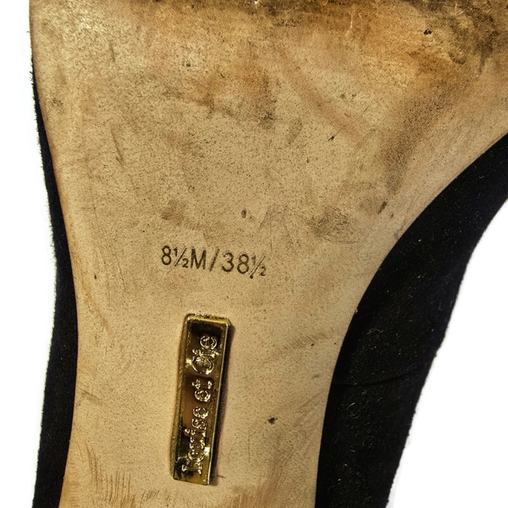 Louise et Cie Black Crystal Heels Stiletto Pumps Round Toe Sz 8.5 - Picture 13 of 16